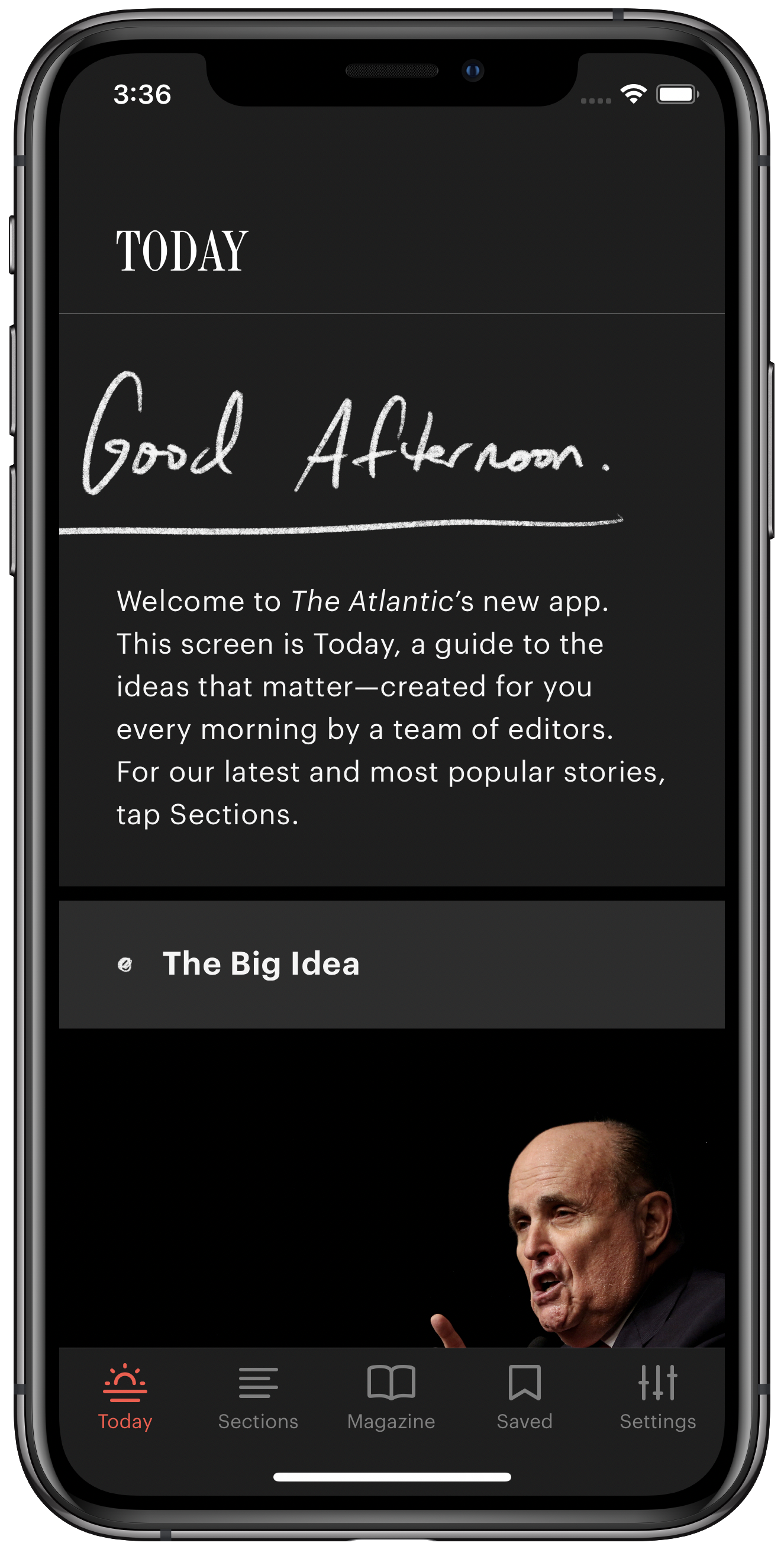 A screenshot of the new Atlantic app