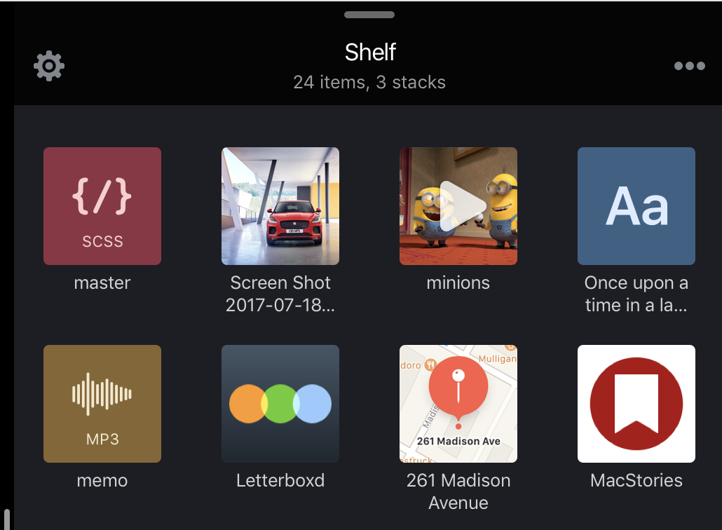 A design mockup of Shelf's file categories feature.