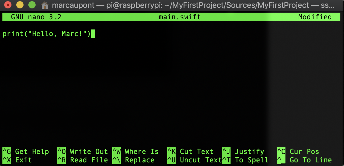 A screenshot of the terminal performing a print command.