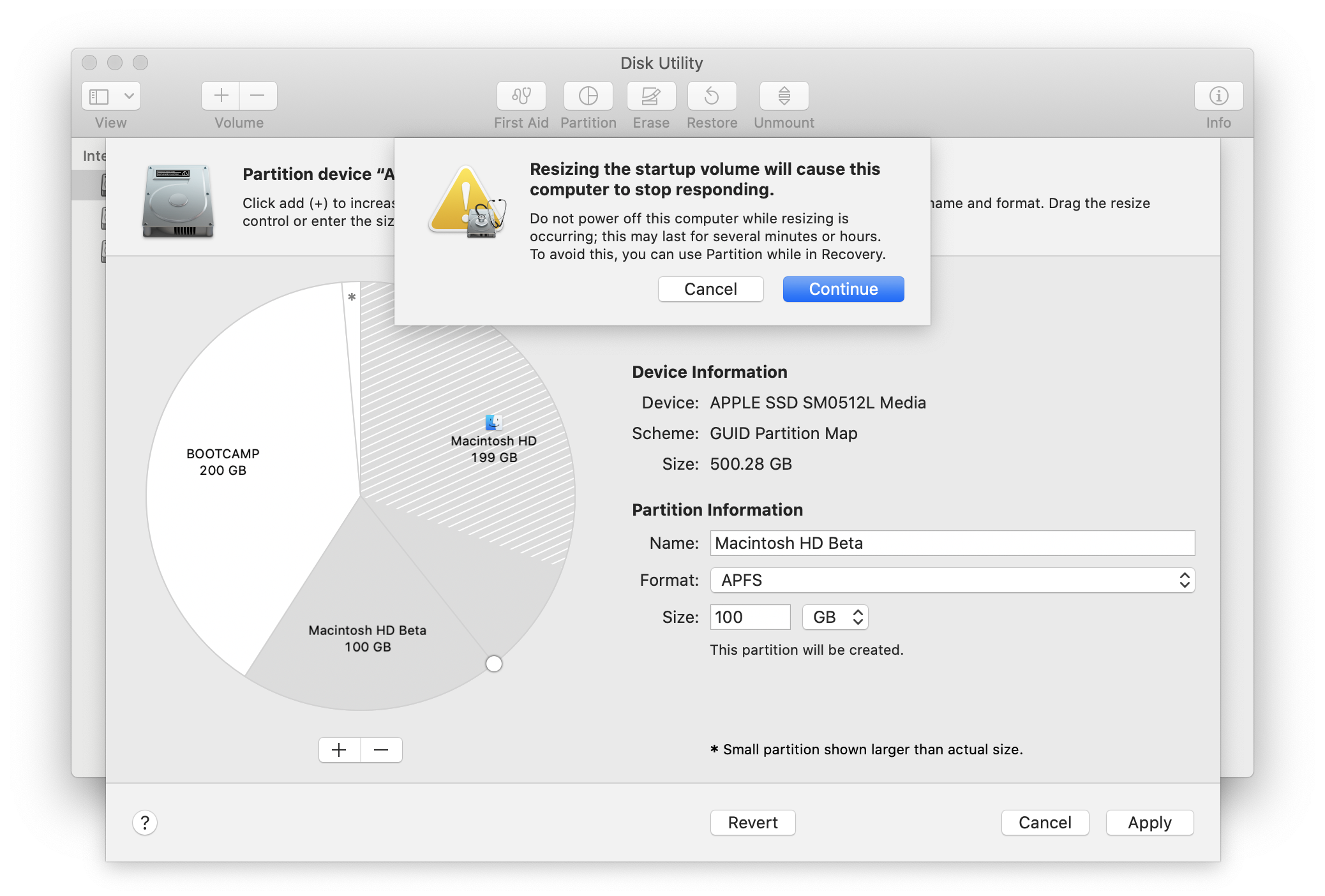 Screenshot of Disk Utility app